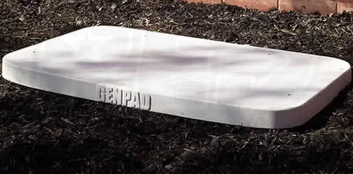 Composite GenPad generator base set level in a mulch bed